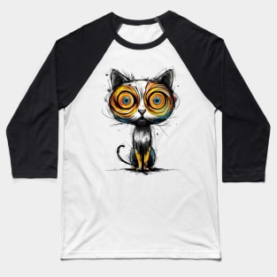 Hypnotic Gaze - Abstract Artistic Cat Baseball T-Shirt